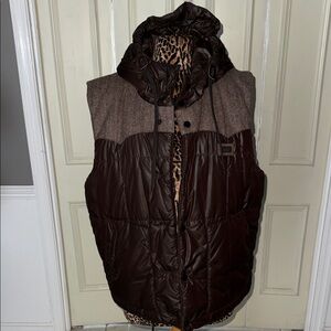 Dolce & Gabbana Men’s Puffer Vest Hooded Brown Size 54 Italy